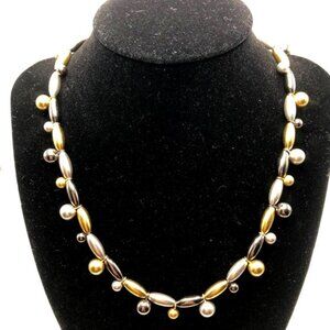 Erica Zap Gold and Silver Bead Oval and Ball Necklace